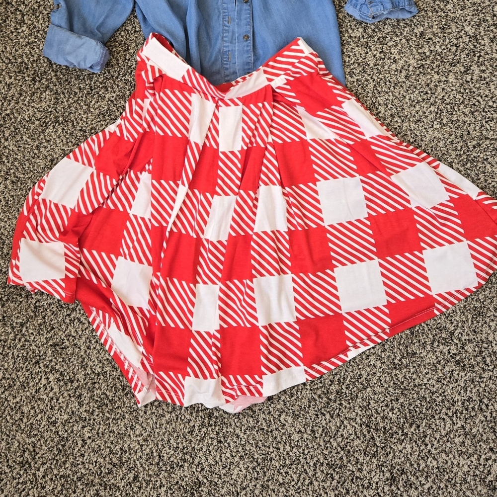 LuLaRoe Red and White Madison Skirt